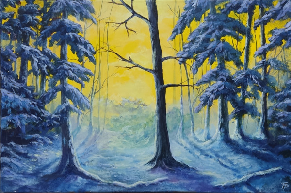 Abend im Winterwald 40x60